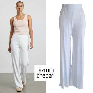 Jazmin Chebar Beachy Cotton/ Linen Knit Ultra Flare Lounging Pants White Size M